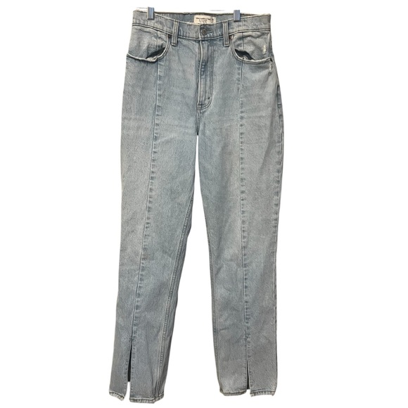 Abercrombie & Fitch 90s Straight Leg Ultra High Rise Split Hem Jeans Curve Love - Picture 2 of 6